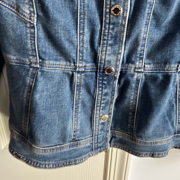 White House black market peplum trucker denim jacket M - Picture 3 of 11